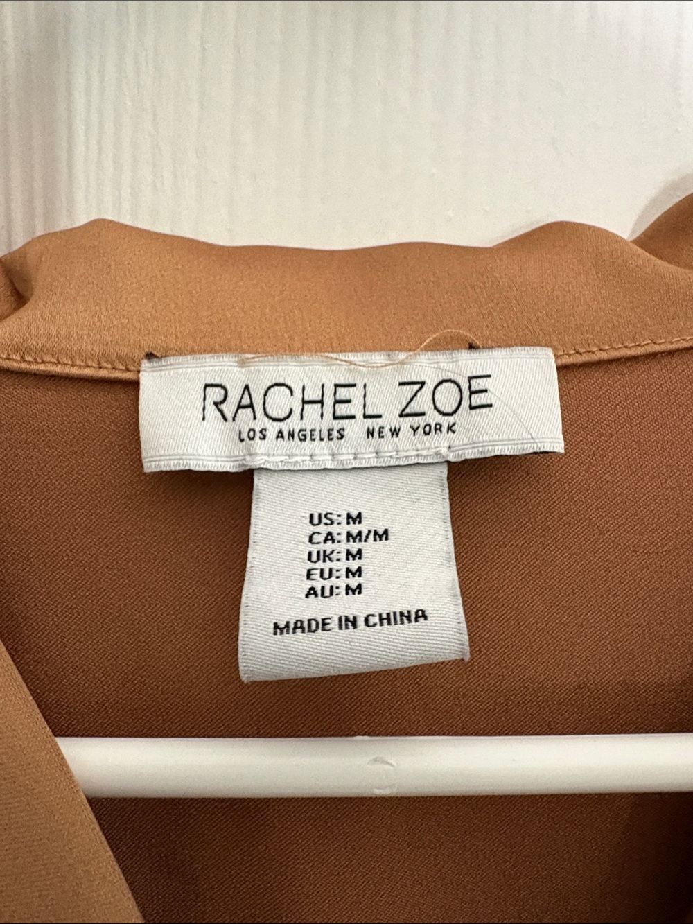 Rachel Zoe Goldish-Brown Short-Sleeve Silk Button-Down Blouse - Picture 2 of 3
